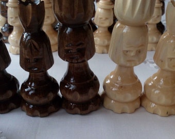 Handcarved wooden chess piece set King is 9 cm