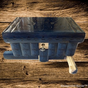 Big wooden magic jewelry puzzle box ocean blue hidden key secret opening storage brain teaser treasure trinket case drawer chest gift toy