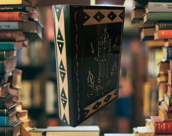 Rompecabezas libro mágico con almacenamiento oculto para joyería dinero tarjeta anillos para regalo sorpresa interesante misterio caja de madera hecha a mano verde