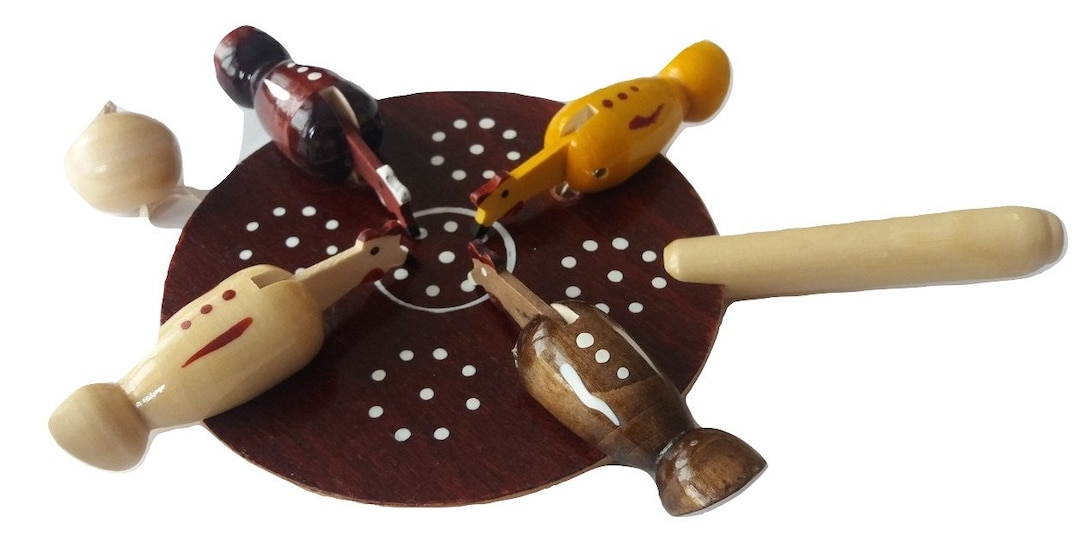 New Wooden Chicken Pecking Toy, Hen Eating Seeds, Red Handmade Toy Etsy