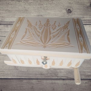 Big jewelry storage magic puzzle box white with hidden key drawer magic opening huge treasure carved trinket box brain teaser