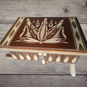Big jewelry storage magic puzzle box brown with hidden key drawer magic opening huge treasure carved trinket box brain teaser