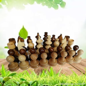 Hand lathed hazel wood chess piece set king 2.24 inch or 5.7 cm