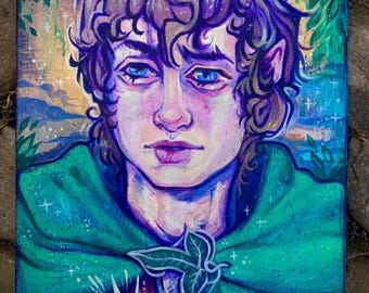 Frodo Baggins Hand Painted Acrylic on Canvas Portrait 8x10