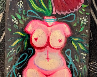 Flower Head 6x7” acrylic painting