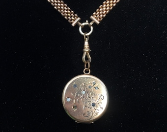 Elegant Gold-filled Victorian Floral Locket with Delicate "CN" Monogram (without chain)