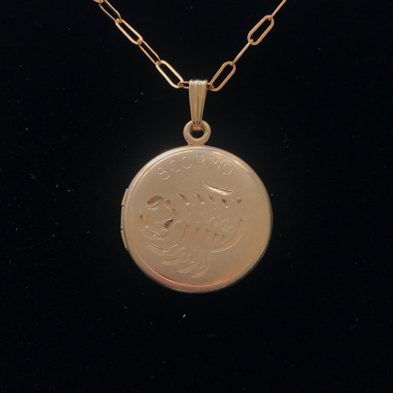 Vintage Astrology Locket: Gold Filled Scorpio Zod… - image 1