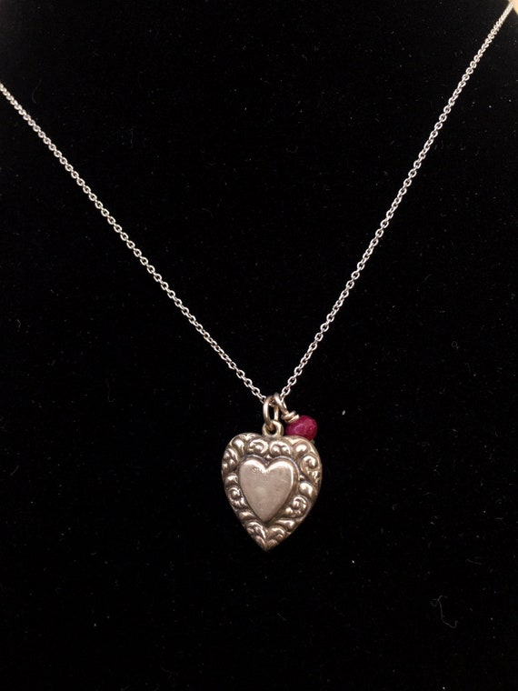 Charming Silver Victorian Heart Charm Necklace