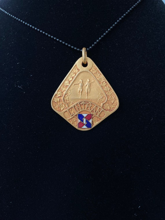 Cool Turn-of-the-Century Antique French Running Medal Necklace