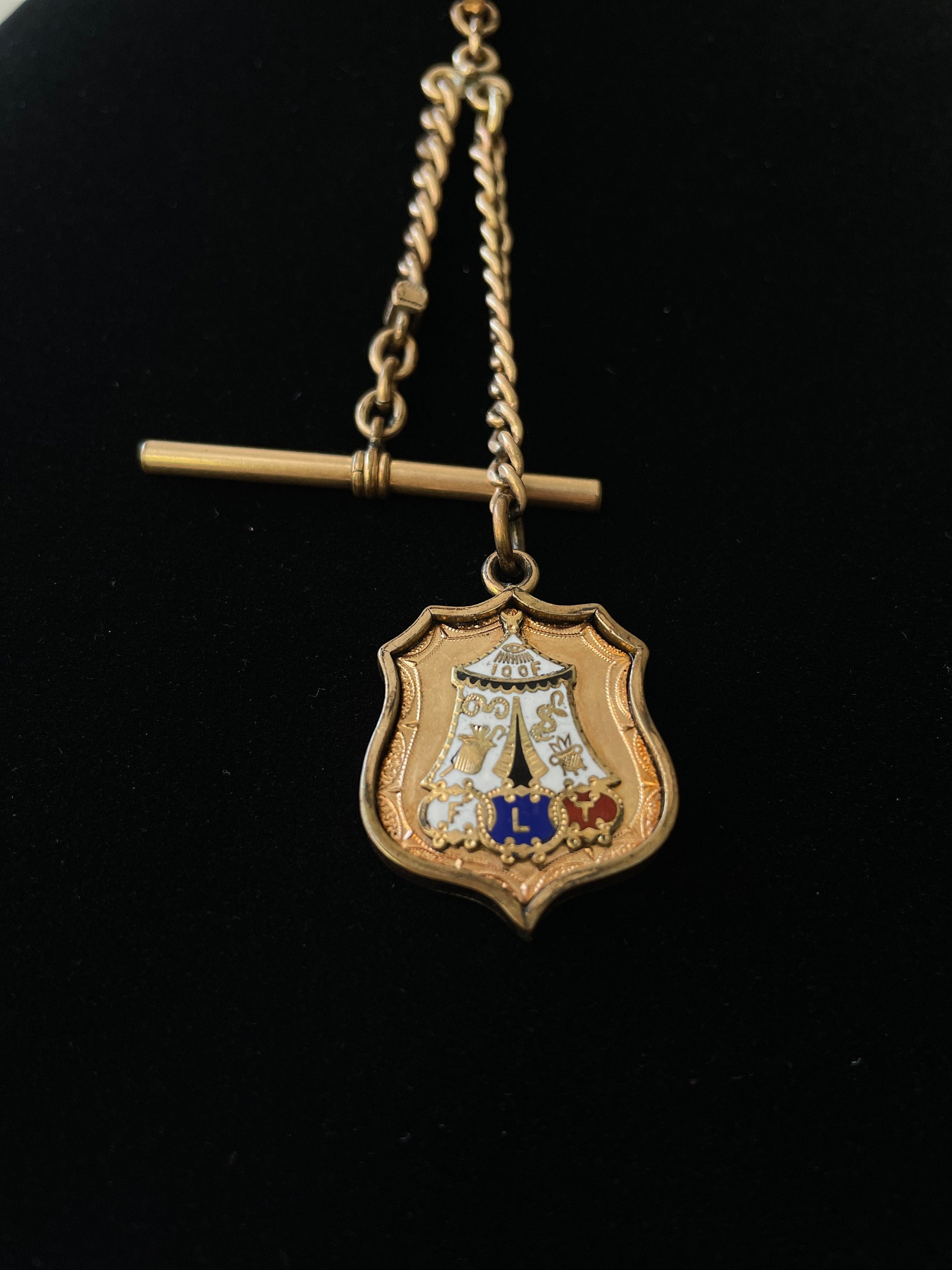 Unique Victorian Fob Chain Necklace With Tbar and Odd Fellows Etsy