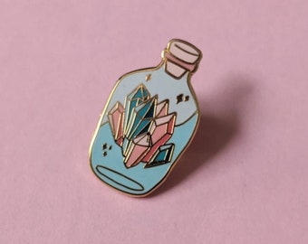 Enamel Pins - Healing Crystal Bottle Mystic Quartz Enamel Pin