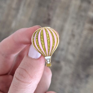 Enamel Pins - Hot Air Balloon Glitter Pink Gold Hard Enamel Pin