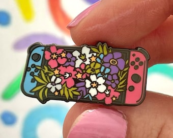 Enamel Pins - Cute Floral Switch Gaming Enamel Pin Gift for Gamer Girls