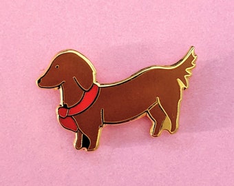 Enamel Pins - Dachshund Sausage Dog Puppy Cute Scarf Enamel Pin