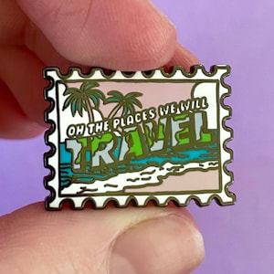 Enamel Pins - World Travel Beach Stamp Travel Wanderlust Adventure Enamel Pin