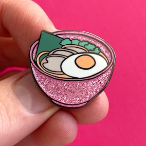 Épingles en émail - épingles en émail scintillantes pour bol de ramen - épingles de revers pour gourmets mignons pour les amateurs de culture japonaise - épingles en émail pour bol de nouilles scintillantes kawaii