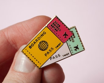 Enamel Pins - Boarding Pass Travel Wanderlust Enamel Pin