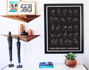 Prints - Wall Art Illustration English Sign Language  - Digital Designs Custom Sizes