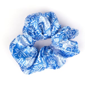 Scrunchies - Tile Hand Drawn Designer Pattern Scrunchy - Satin print