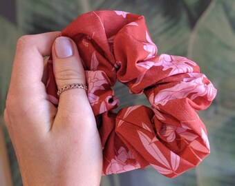 Scrunchies - Red Flower Design Scrunchy - Cotton Blend