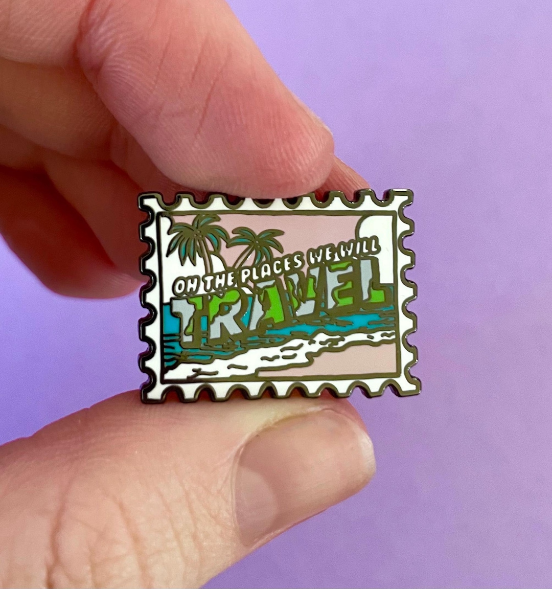 Enamel Pins - World Travel Beach Stamp Travel Wanderlust Adventure ...