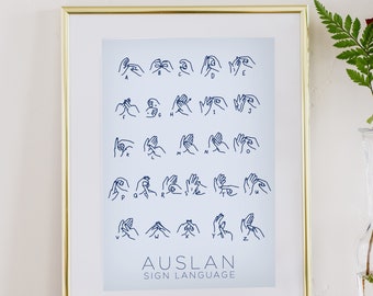 Prints - Wall Art Illustration AUSLAN Sign Language  - Digital Designs Custom Sizes