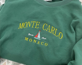 Embroidered Sweatshirt | 100% Cotton Handmade Sweater Jumper Design | Monte Carlo Monaco Beachy Vintage Embroidery