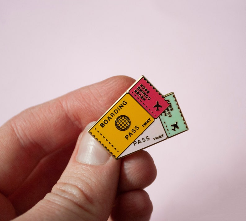 Enamel Pins Boarding Pass Travel Wanderlust Enamel Pin Etsy