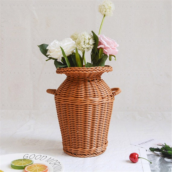 Rattan Vase Wicker Flower Vase Country Rustic Style Flower Etsy