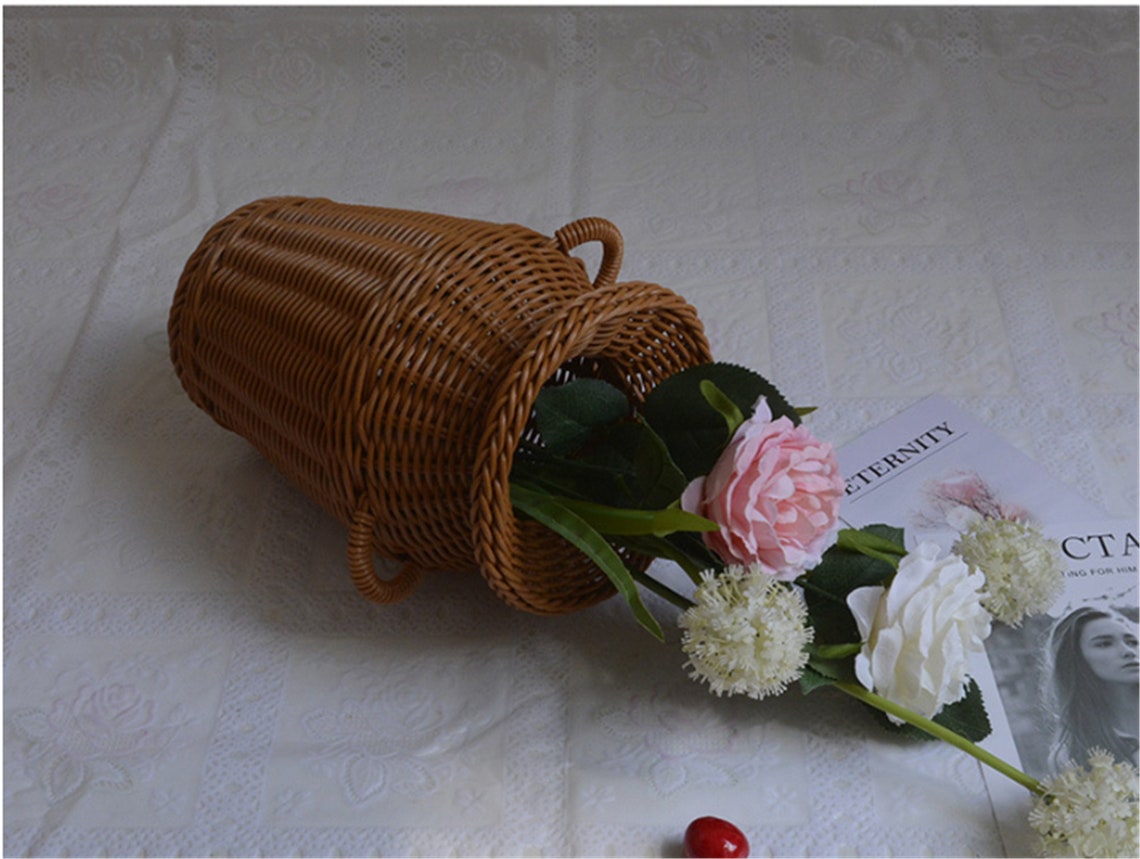 Rattan Vase Wicker Flower Vase Country Rustic Style Flower Etsy