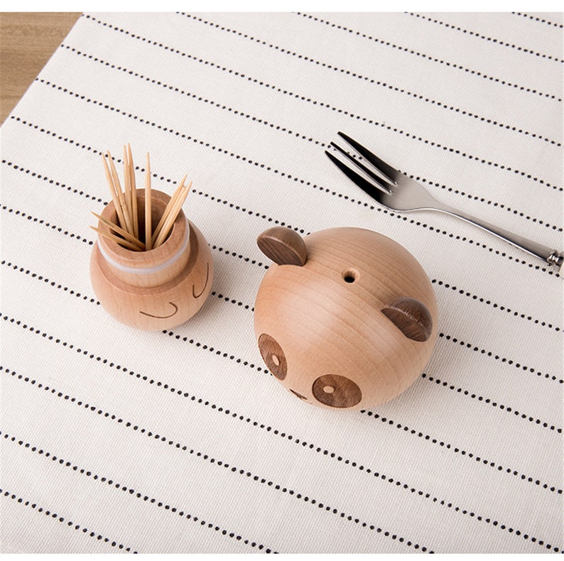 Wooden Panda Toothpick Holder Cute Funny Toothpick Dispenser Etsy
