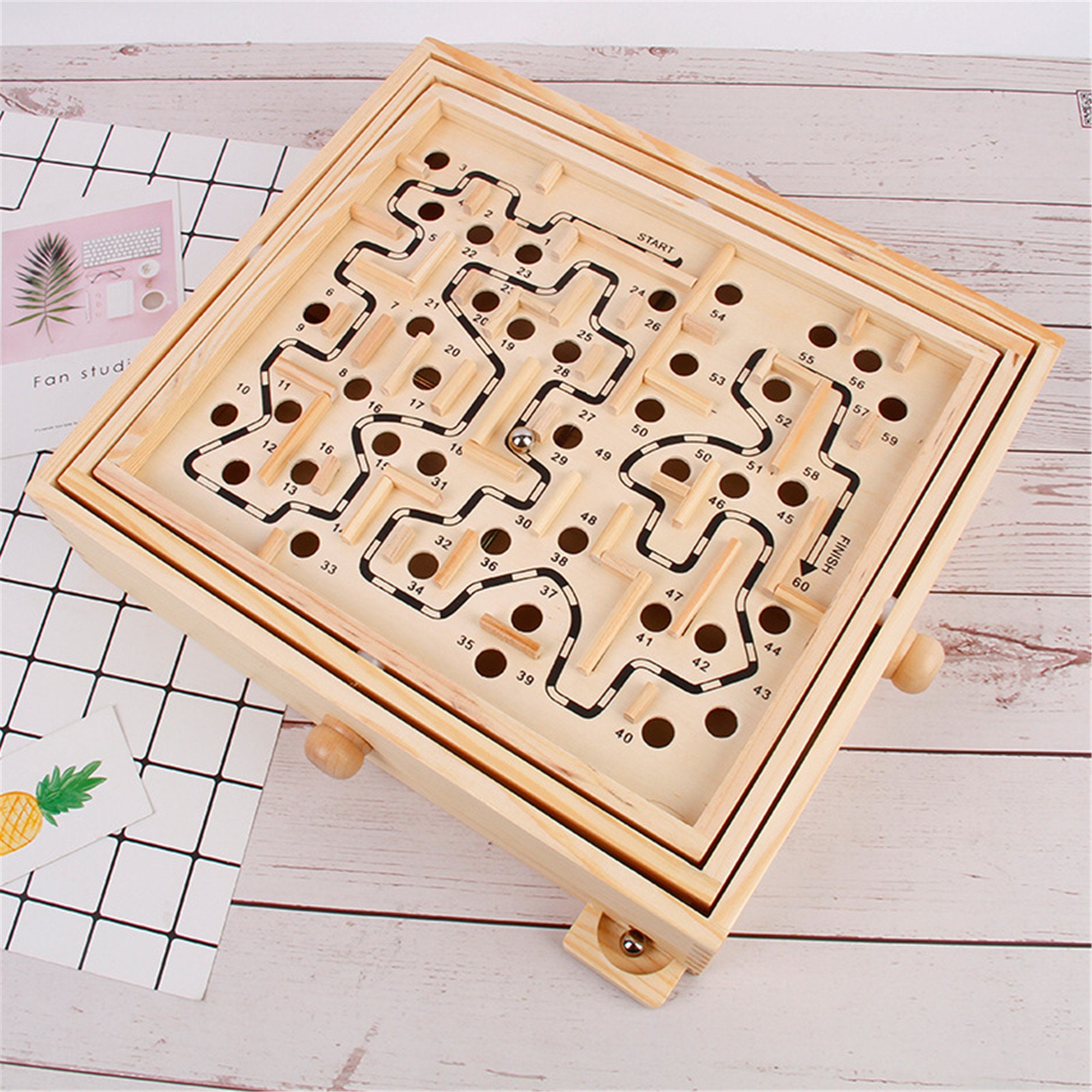 Wood Labyrinth Tilt Table Maze Balance Board Table Maze Puzzle Etsy