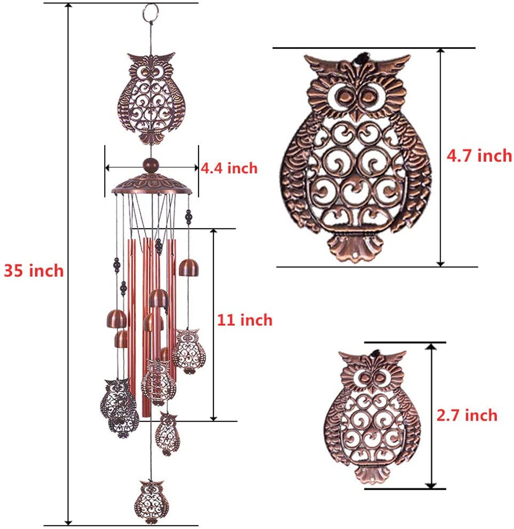Owl Wind Chimes Retro Wind Chime with 4 Aluminum Tubes 6 Bells Etsy