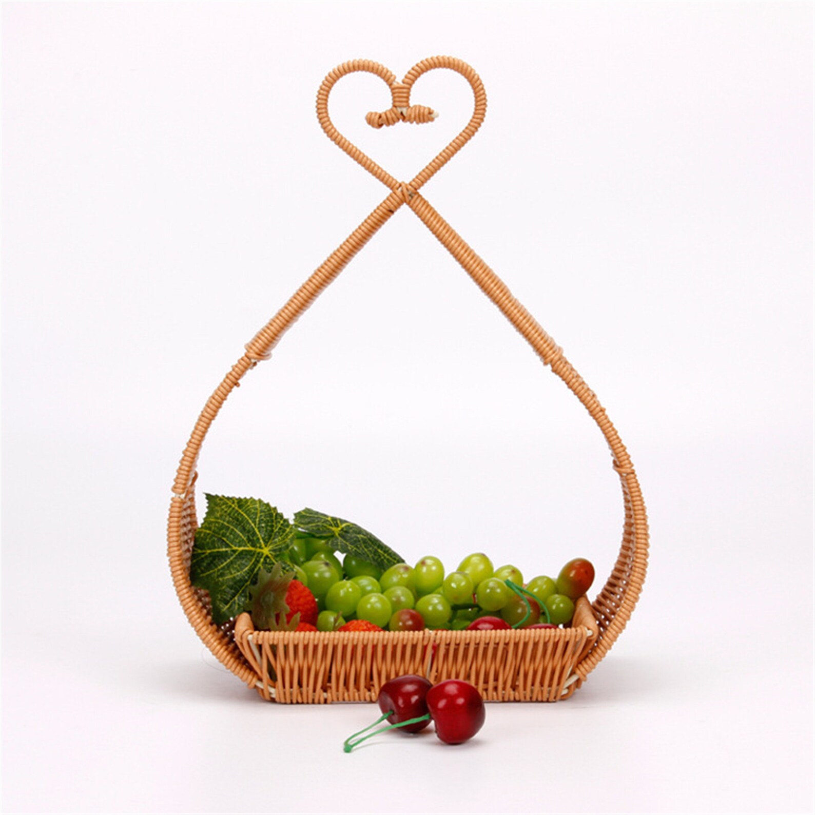 Natural Wicker Fruit Basket Willow Woven Heart Shape Handle Etsy