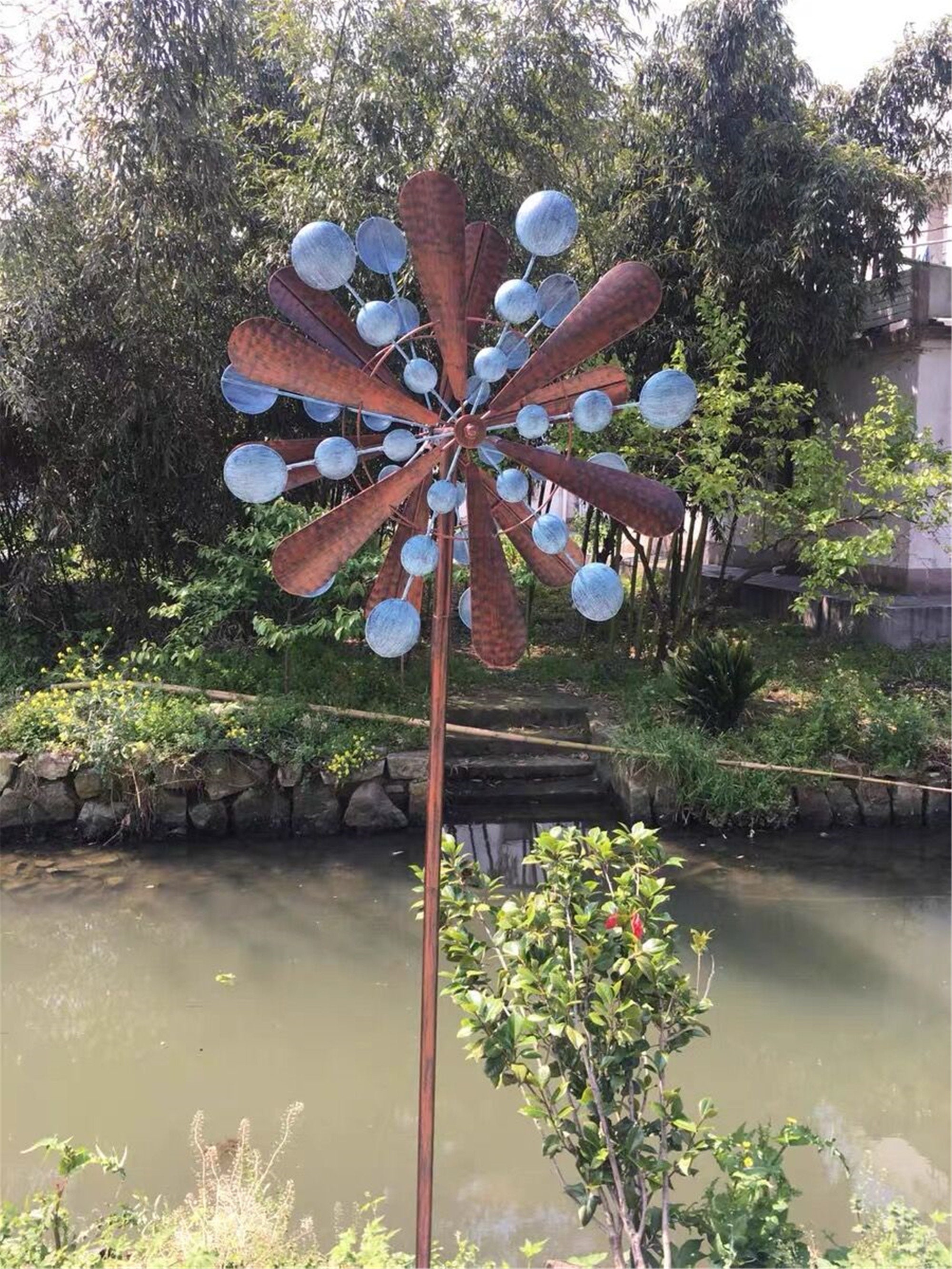 Giant 24 Wind Spinner Extra Large Bronze Garden Wind Etsy