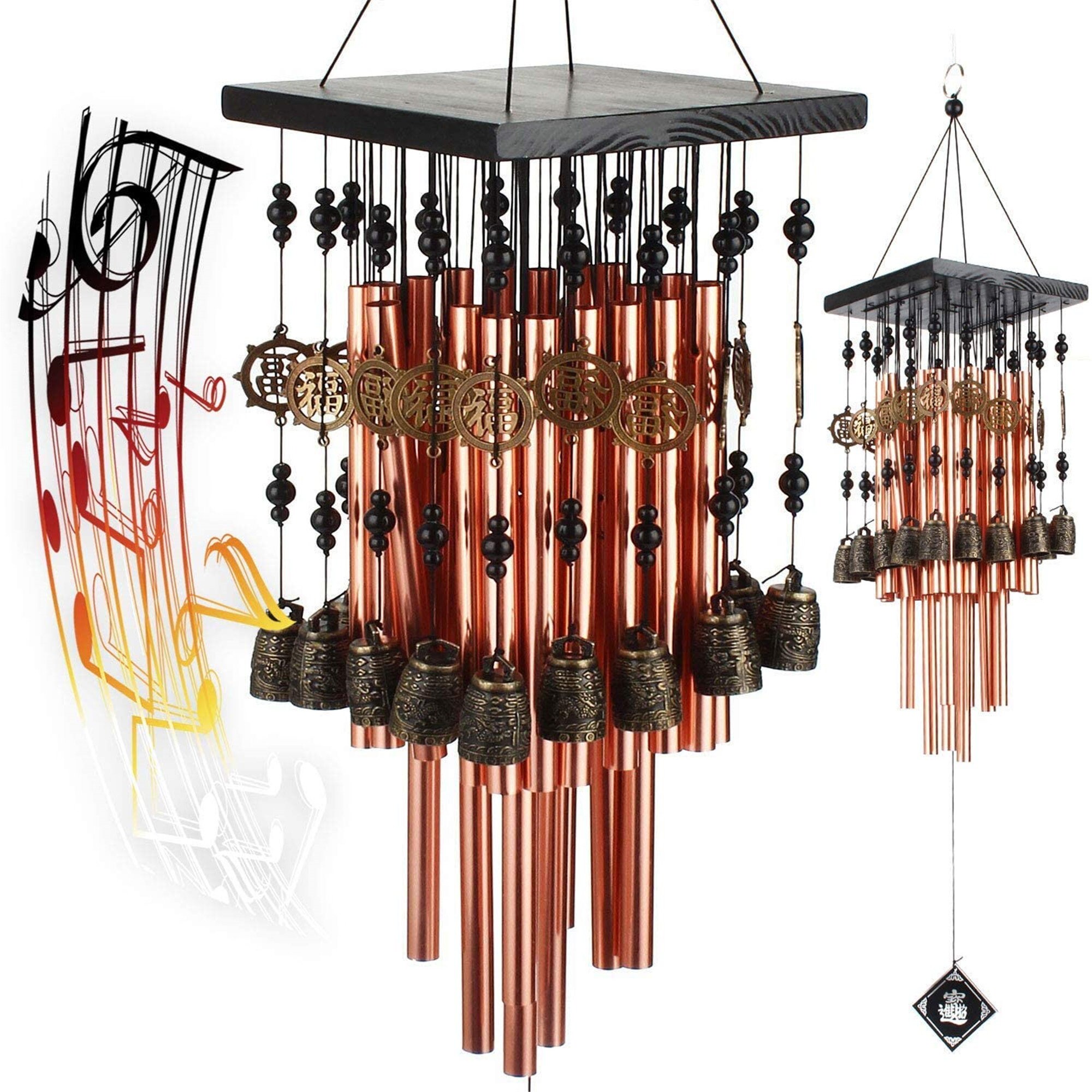 Brass Tube Wind Chimes with Copper Bell Decoration Large Etsy