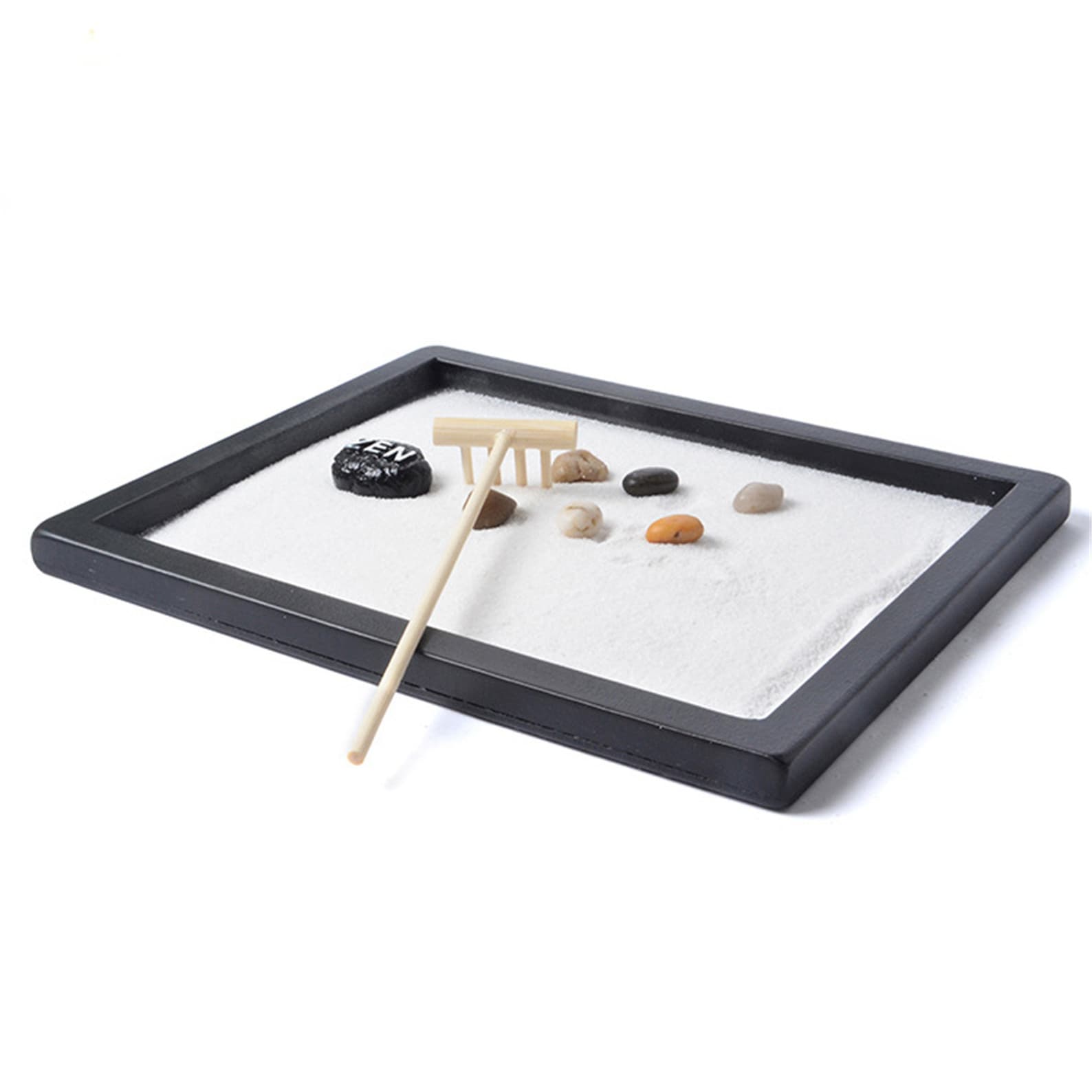 Desktop Mini Meditation Zen Garden Tray Sand Rock and Rake Etsy