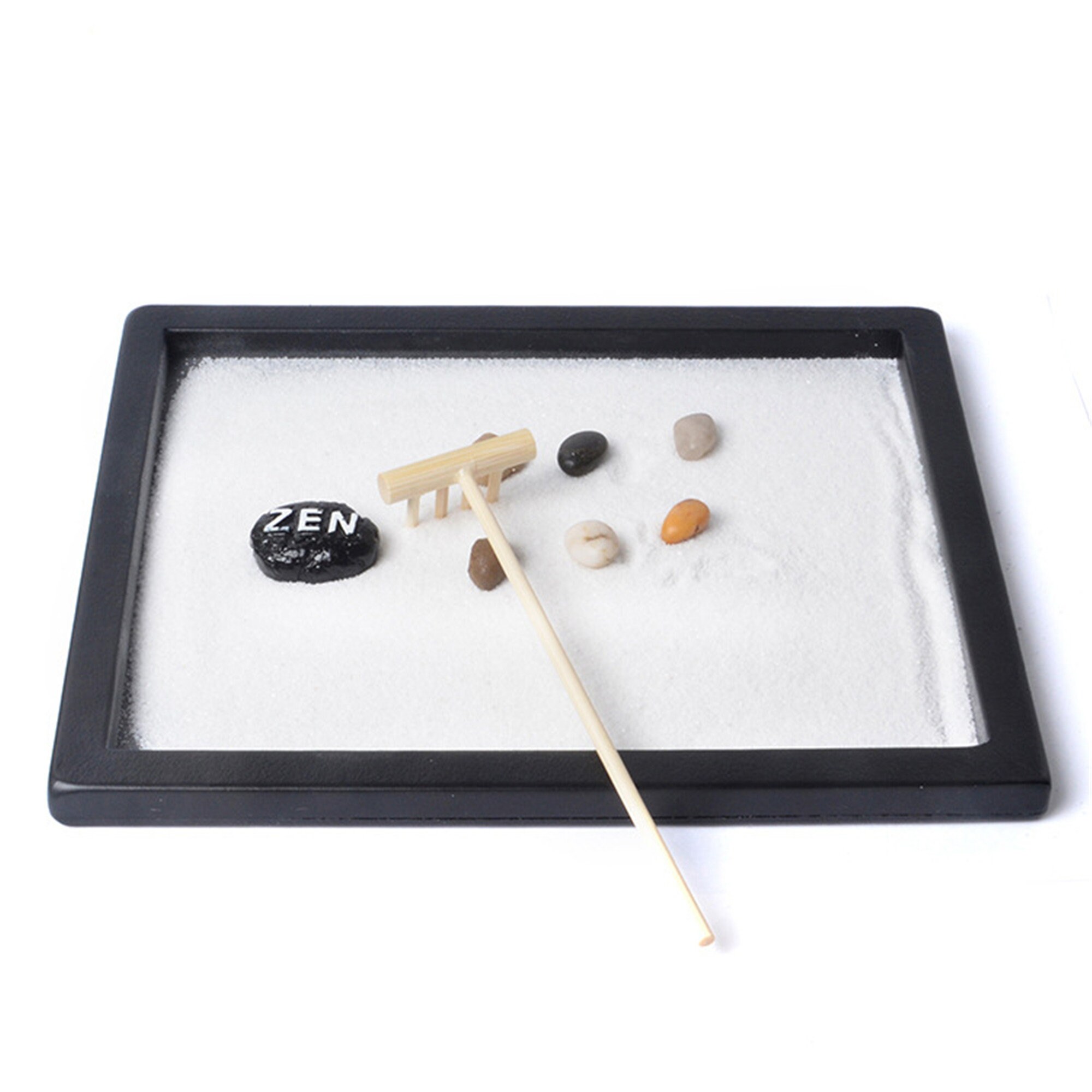 Desktop Mini Meditation Zen Garden Tray Sand Rock and Rake Etsy