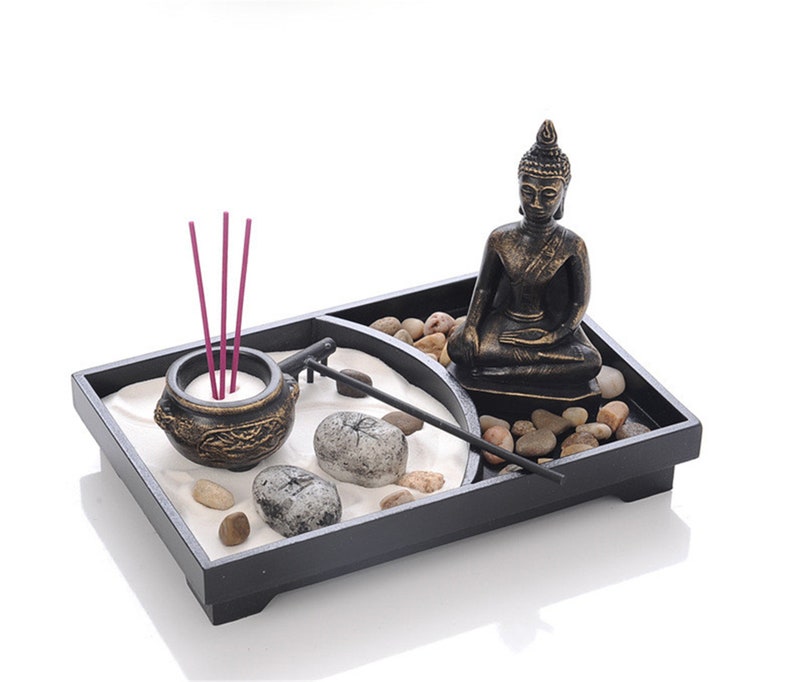 Zen Garden Kit Tabletop Zen Garden with Buddha Rake Sand Etsy