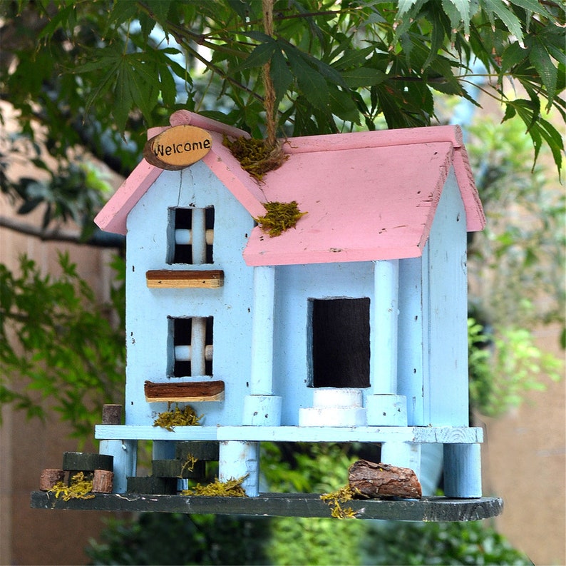 Wood Bird House Retro Arts and Crafts Country Cottages Bird Etsy