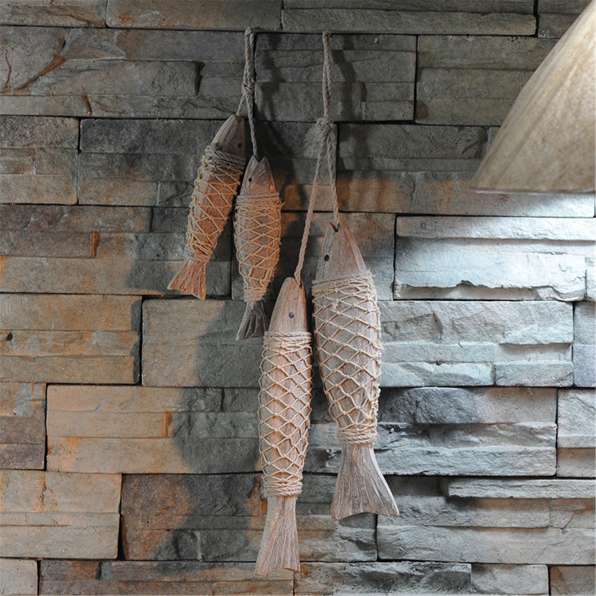 2 Pcs Vintage Wooden Fish Wall Art Decor Nautical Wooden Fish Etsy