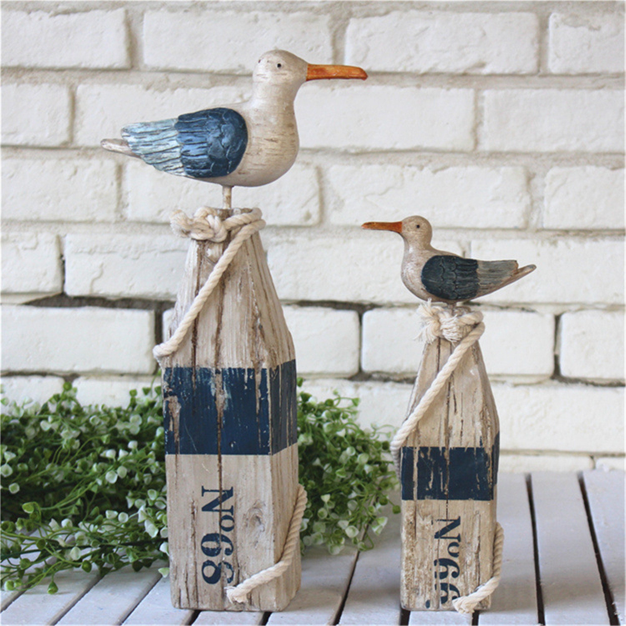 Wooden Seagull Statue Nautical Theme Sea Bird Sitting on a Etsy