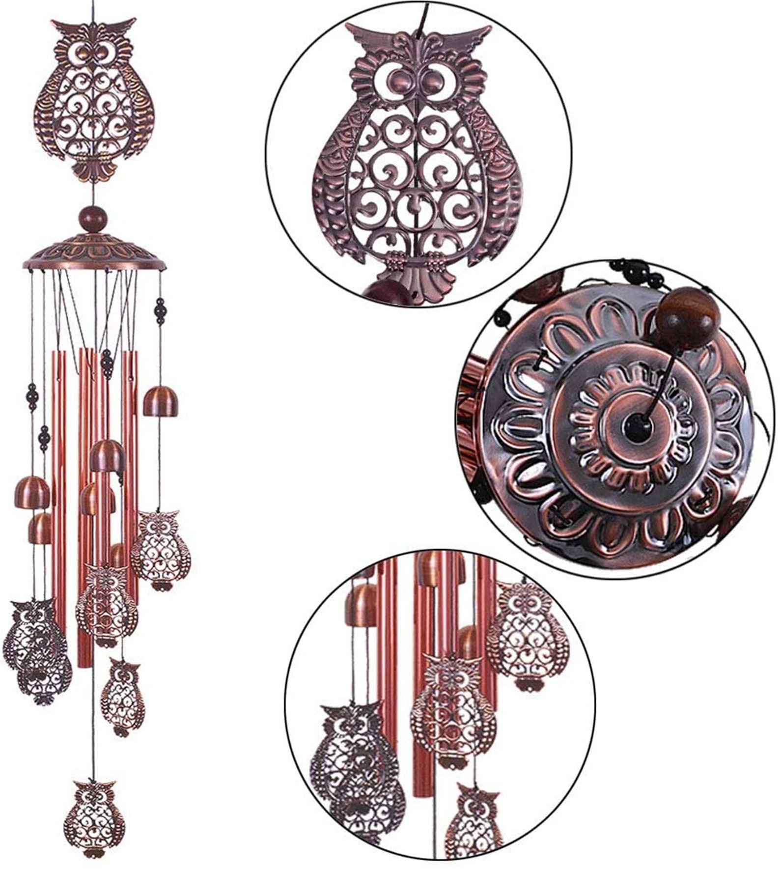 Owl Wind Chimes Retro Wind Chime with 4 Aluminum Tubes 6 Bells Etsy