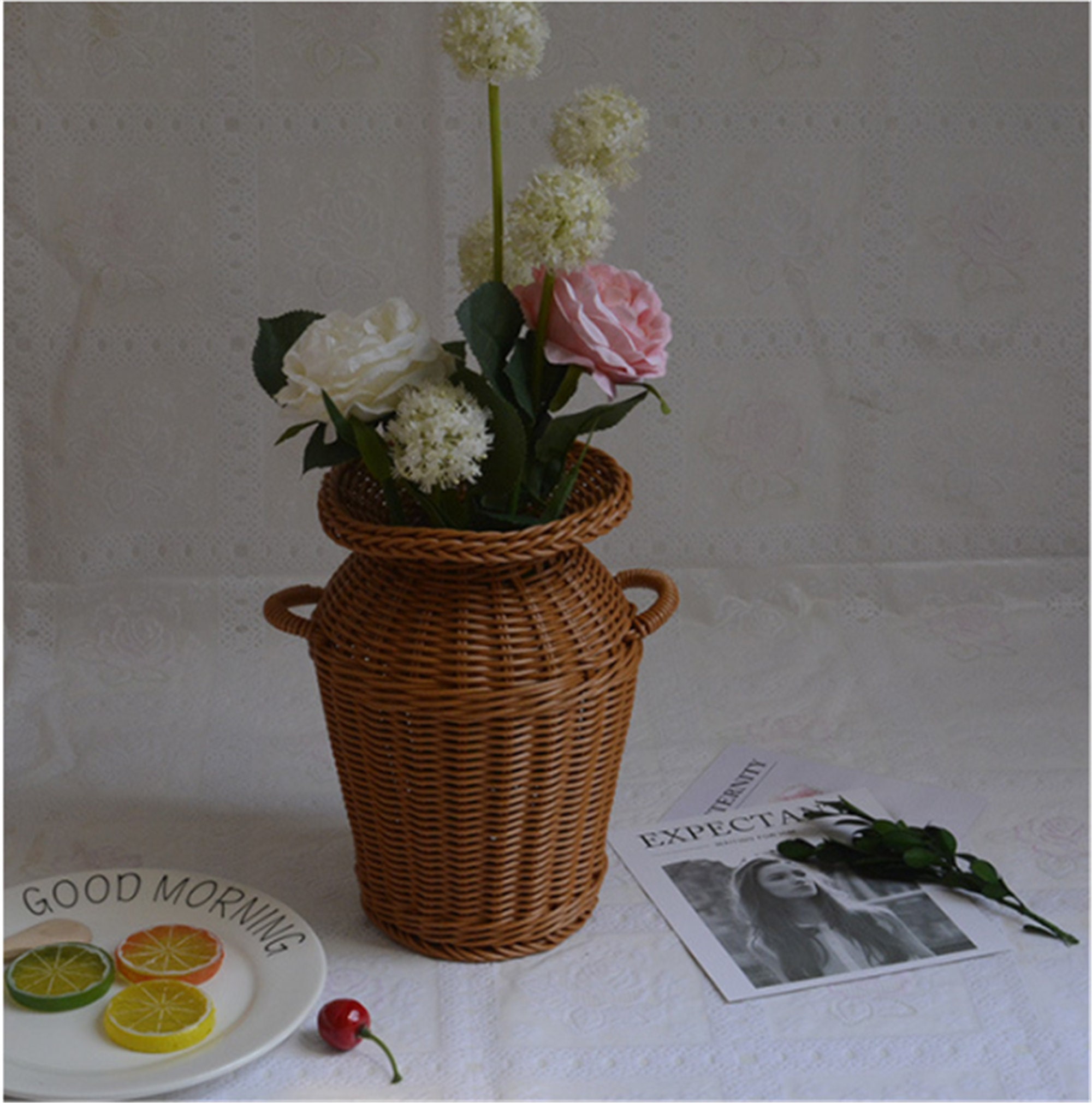 Rattan Vase Wicker Flower Vase Country Rustic Style Flower Etsy