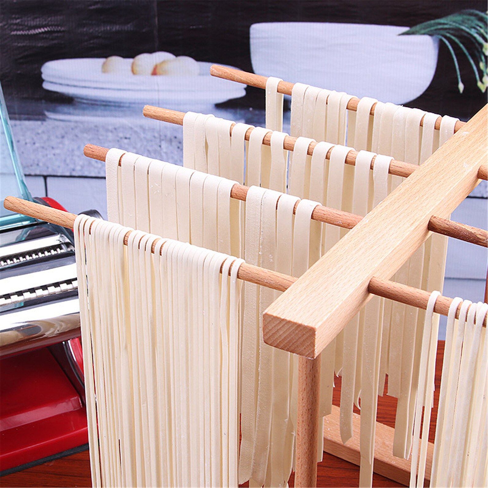 Wooden Pasta Drying Rack Collapsible Noodle Dryer Stand with 8 Etsy