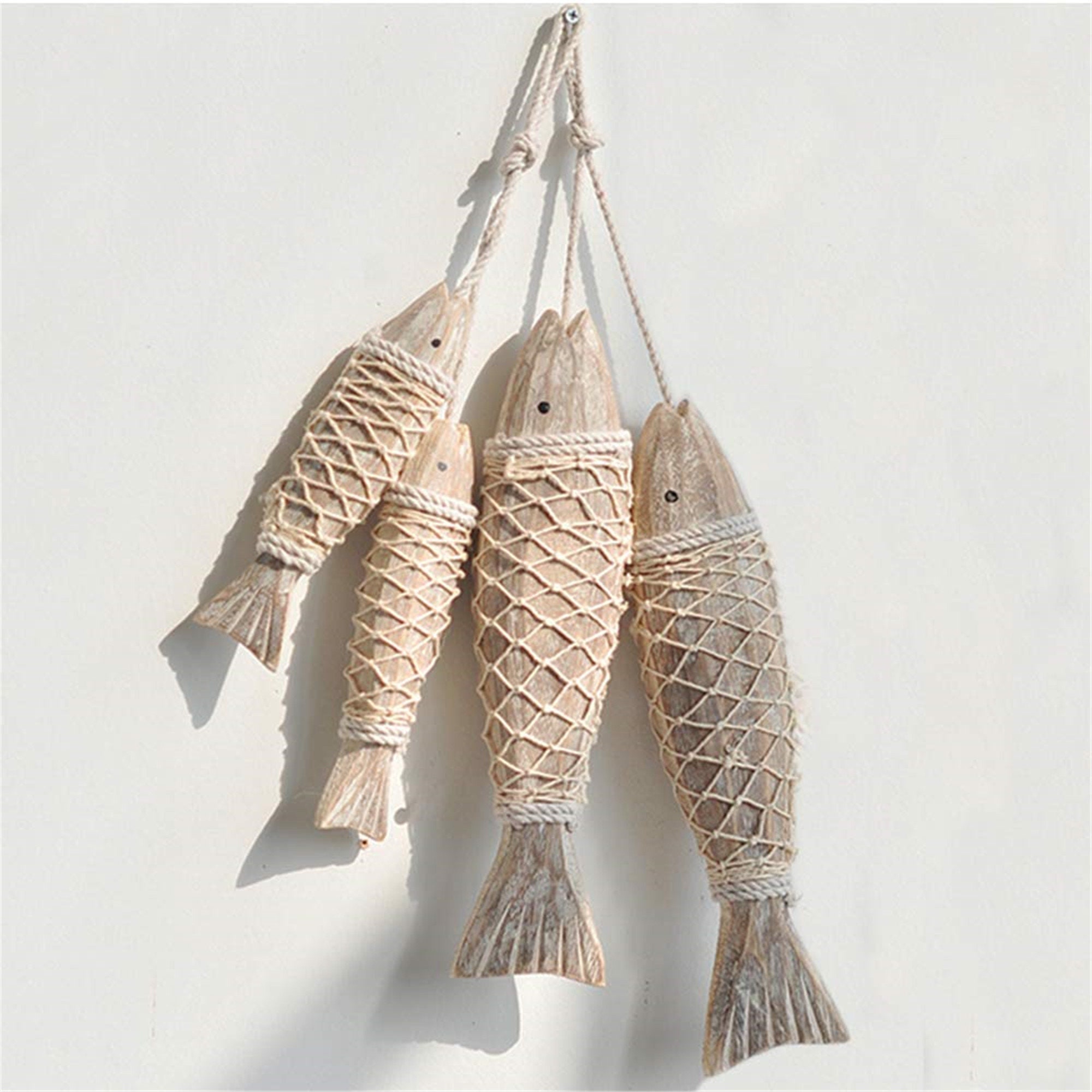 2 Pcs Vintage Wooden Fish Wall Art Decor Nautical Wooden Fish Etsy
