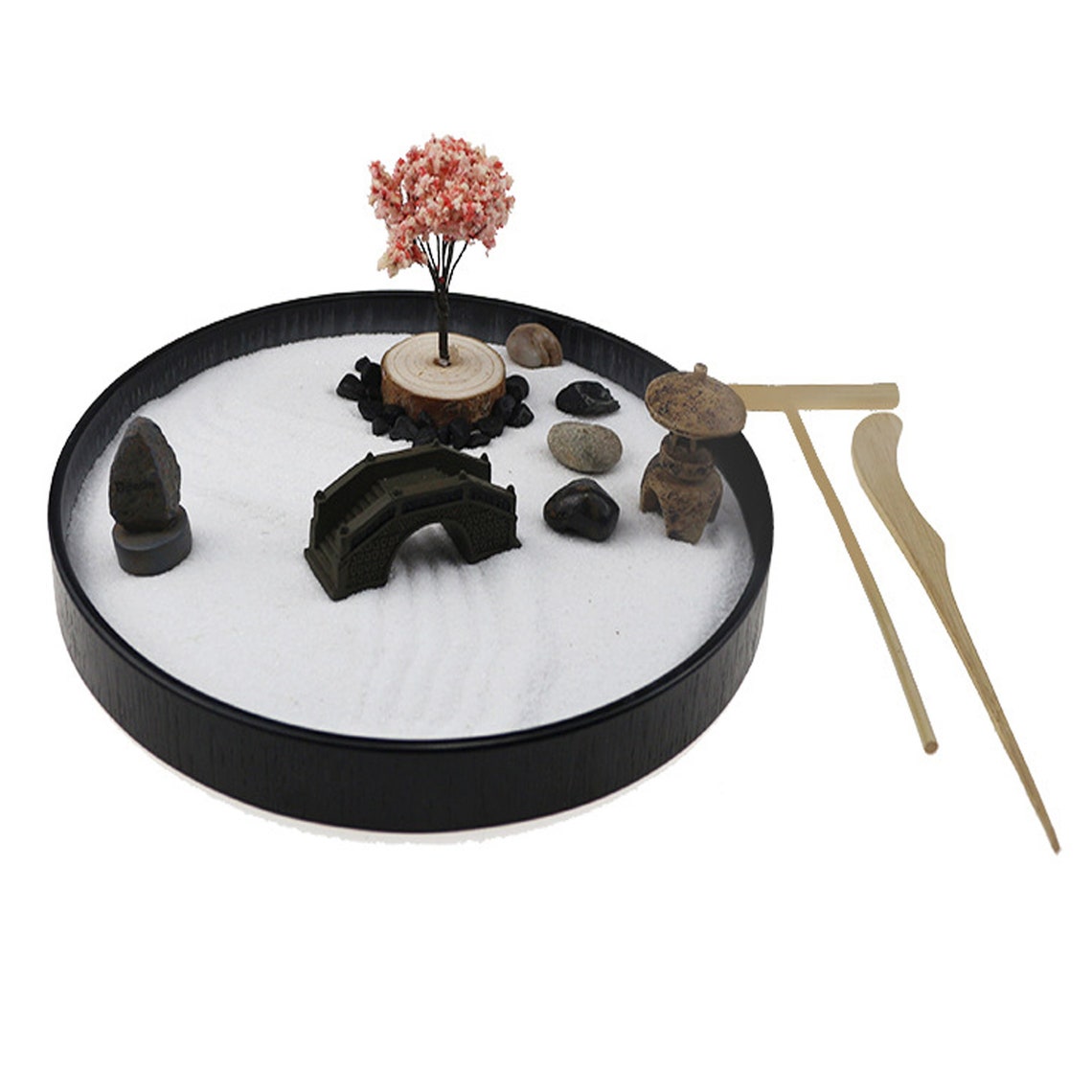 Mini Zen Garden Desktop Zen Garden Kit with Round Sandbox Etsy