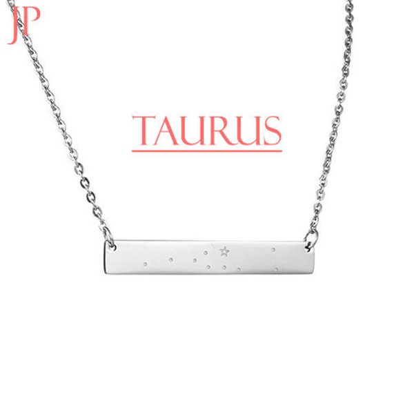 Taurus Constellation Bar Necklace, Bar necklace, Personalized Necklace, Custom necklace, Zodiac necklace, Celestial Jewelry, Womens Gift,