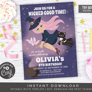 Witch Birthday Invitation | Editable Digital File