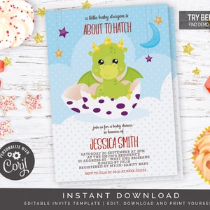 About To Hatch Dragon Baby Shower | Editable Digital File